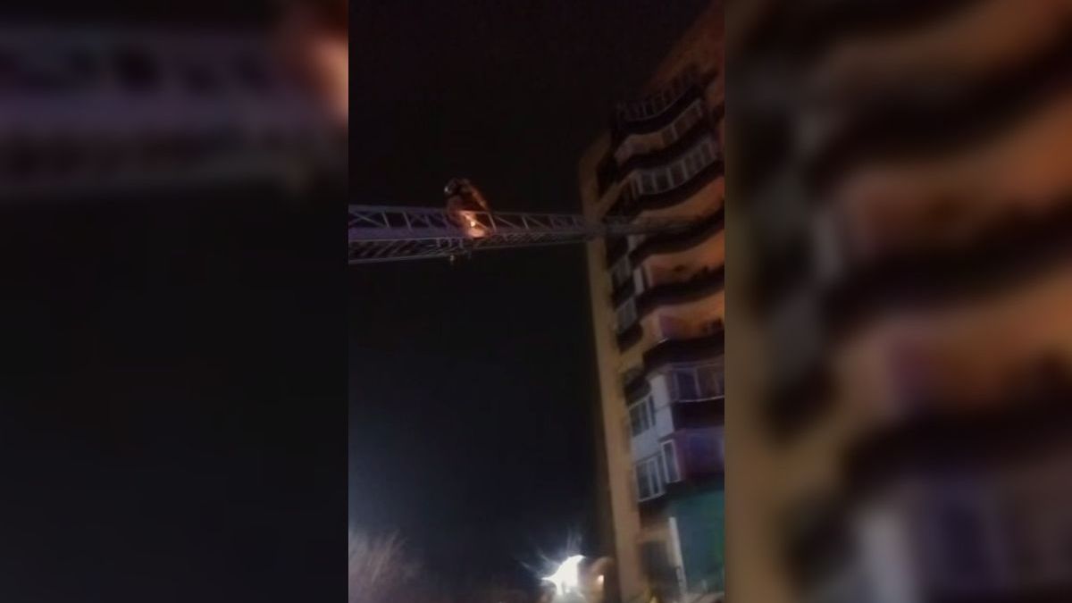 Спасатели развернули автолестницу