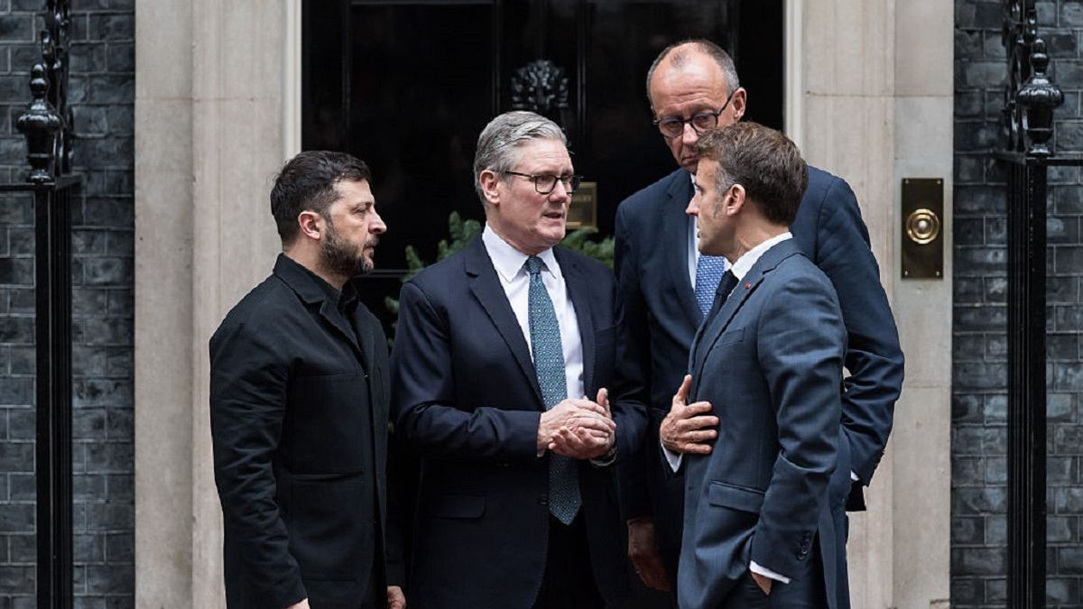 Владимир Зеленский, Кир Стармер, Фридрих Мерц и Эмманюэль Макрон