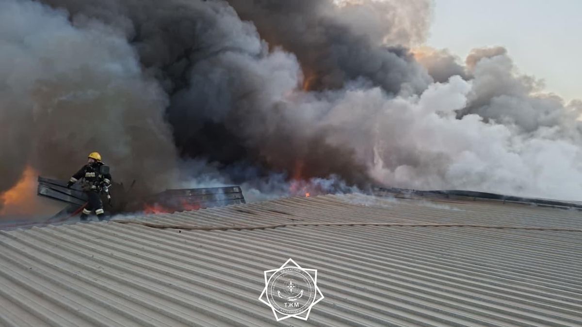 Пожарные тушат пожар