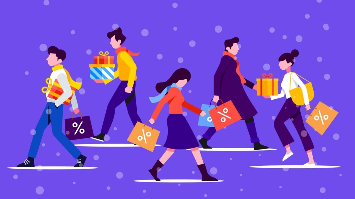 Люди с покупками