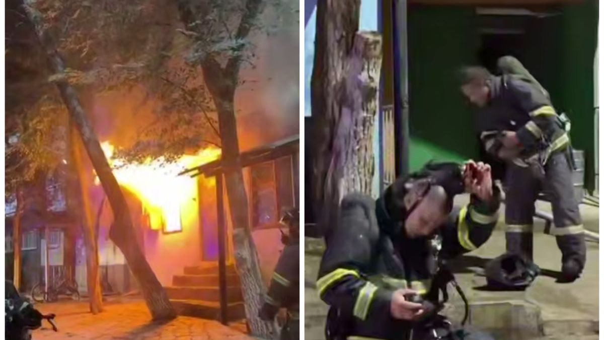 Пожарные тушат пожар