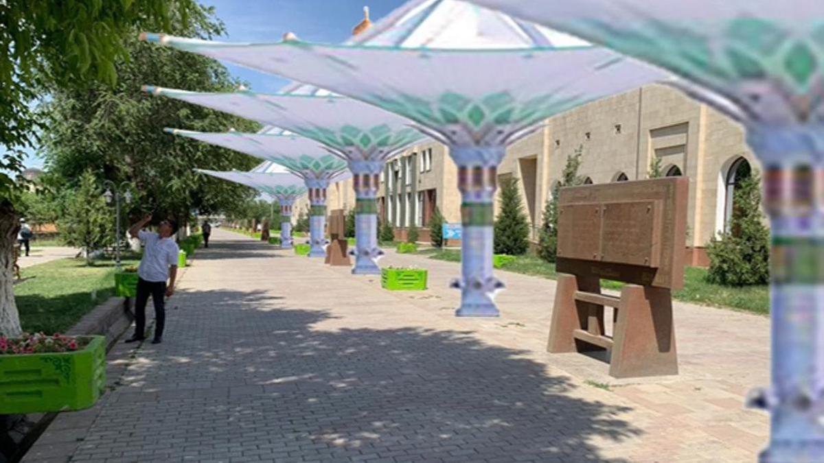 Түркістанда аптап ыстықта салқындатып тұратын шатырлар салынбақшы Түркістанда аптап ыстықта салқындатып тұратын шатырлар салынбақшы