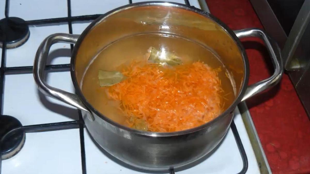 Специи и морковь добавлены в бульон