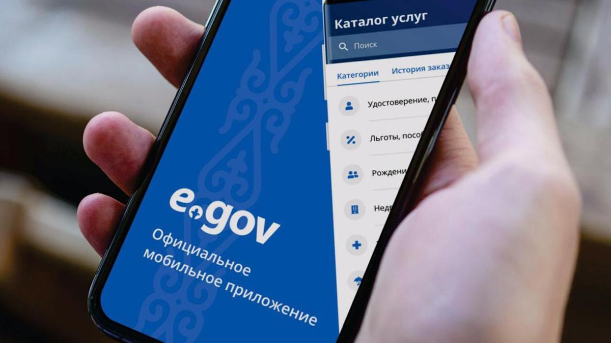 Рука держит смартфон с приложением eGov Mobile