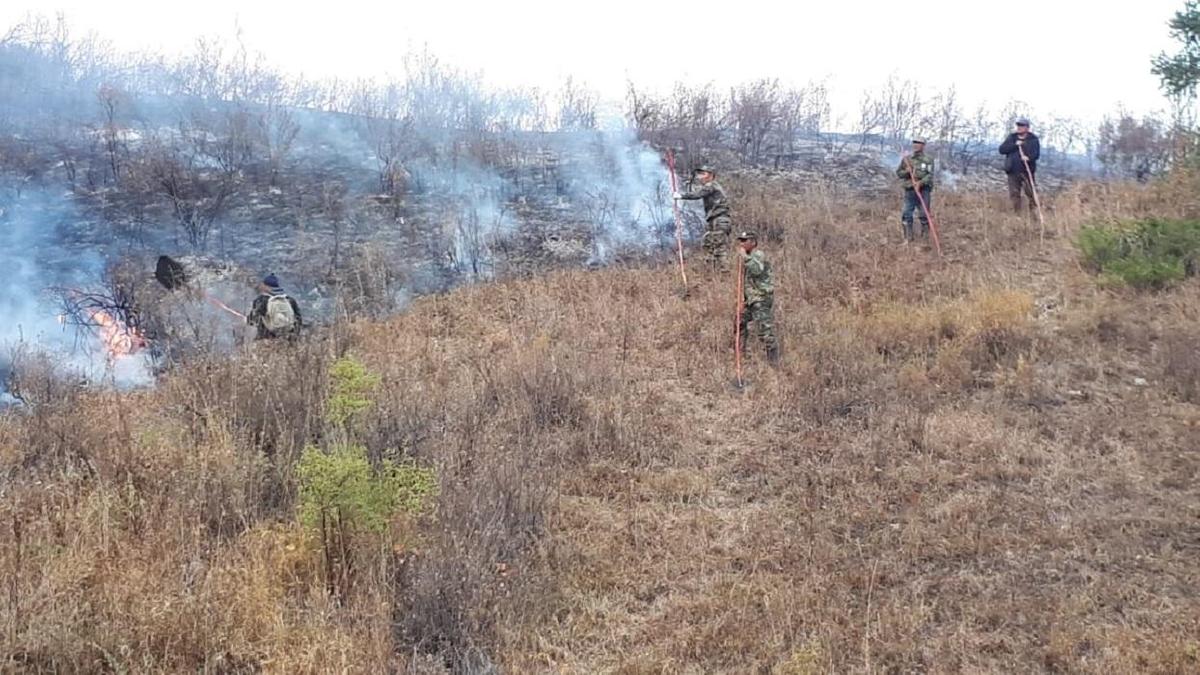 Тушение пожара в Коринском ущелье