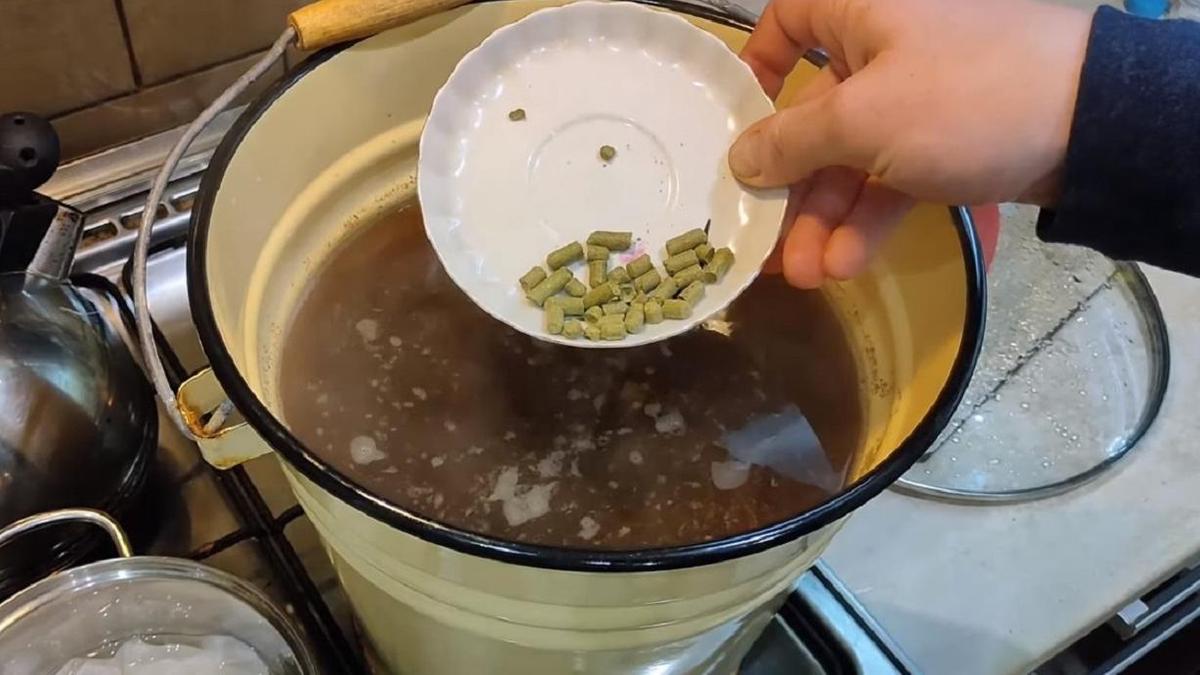 Хмель кладется в сусло