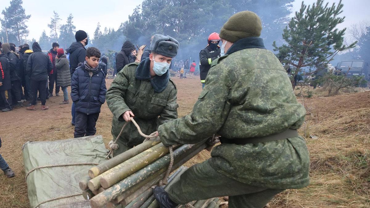 Белорусские военные на границе с Польшей