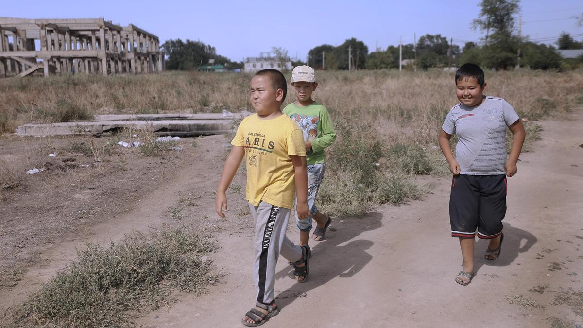 Мальчики идут по тропинке