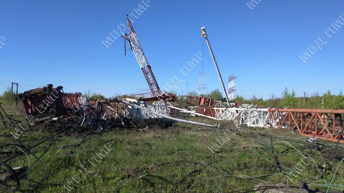 Антенны, поваленные взрывом в Приднестровье