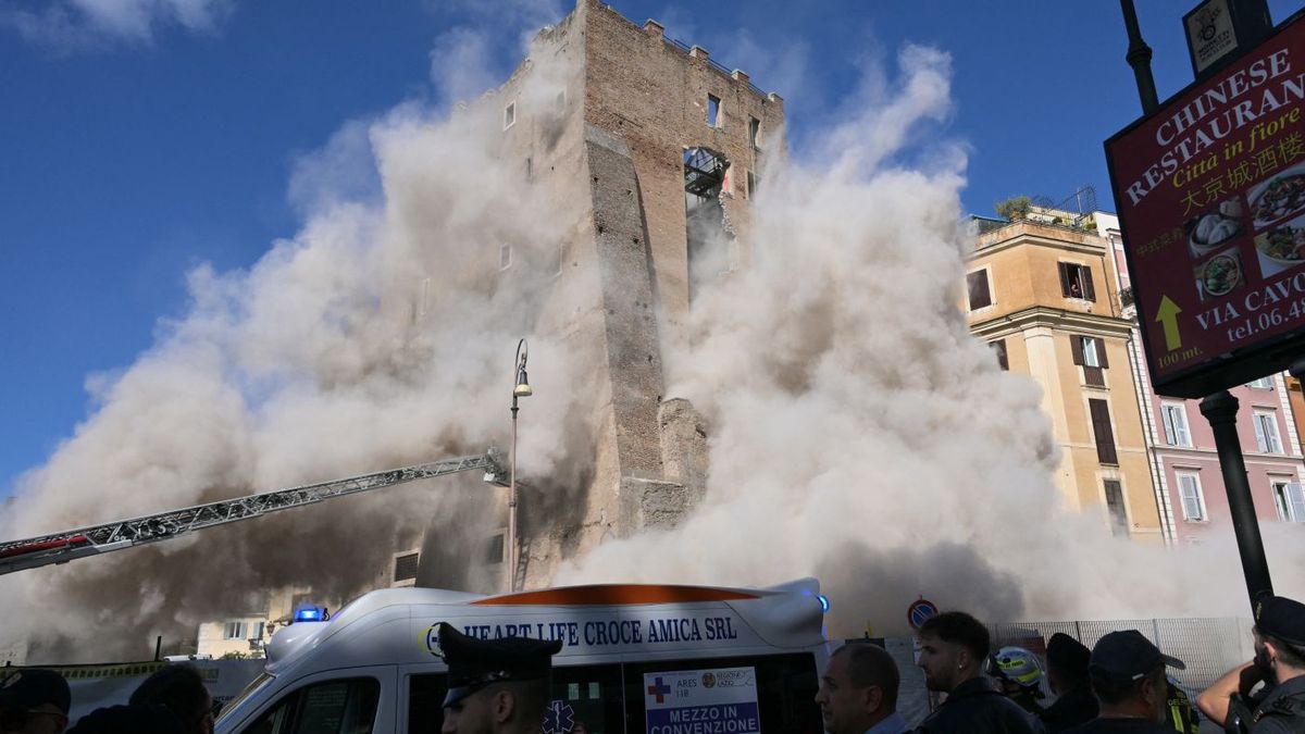 Обрушение части средневековой башни в Риме