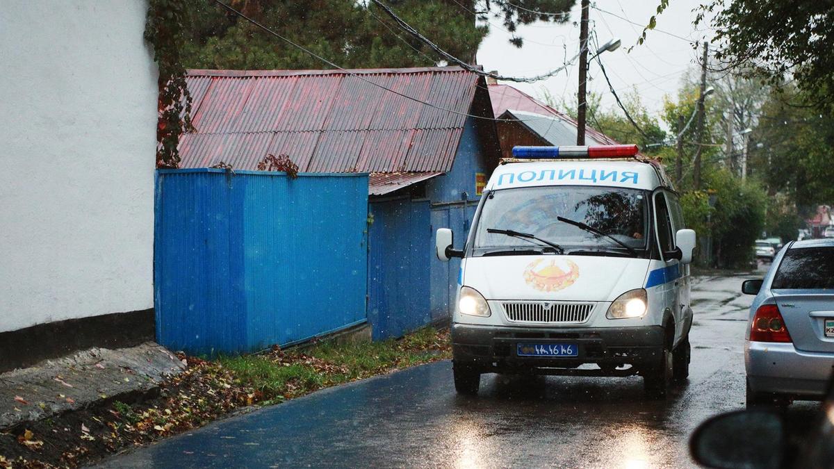 Полицейский автомобиль на дороге