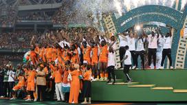 Сборная Кот-д'Ивуара по футболу с трофеем Кубка африканских наций