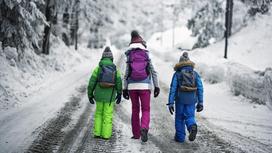Дети идут в школу зимой