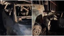 Сгоревшая машина в Жамбылской области
