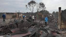 Последствия пожара в Костанайской области