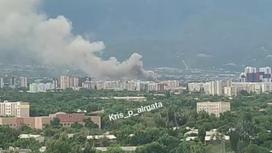 Здание горит в Алматы