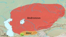 Карта андроновской культуры, обозначенная красным цветом