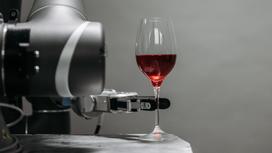 Робот держит бокал вина