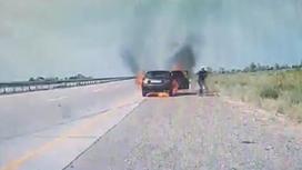 Машина загорелась в Алматинской области