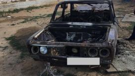 Сгоревшая машина в Актобинской области