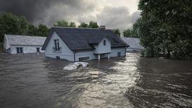 Затопленные дома и автомобиль