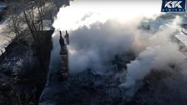 Сгоревший дом в Акмолинской области