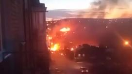 Пожар на месте падения самолета в Иркутске