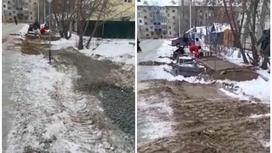 Укладка дороги в снег в Уральске