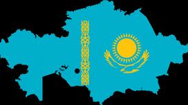 Карта Казахстана в желто-голубых расцветках национального флага