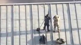 Снайперы сидят на крыше дома