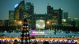 Жаңа жылға орай безендірілген Астана қаласының көрінісі