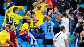 Драка футболистов Уругвая с колумбийскими фанатами