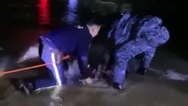 Полицейлер суға түсіп кеткен қызды құтқаруда