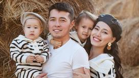 Динара Бактыбаева с мужем и детьми