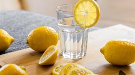 Стакан с водой и лимоны