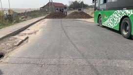 Перекрытая дорога в Шымкенте