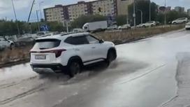 Подтопленная улица в Караганде