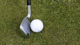 Клюшка и мяч для гольфа на траве