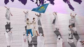 Знаменосцы сборной Казахстана на Олимпиаде-2020 Ольга Рыпакова и Камшыбек Кункабаев
