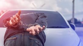 Мужчина в наручниках на капоте авто