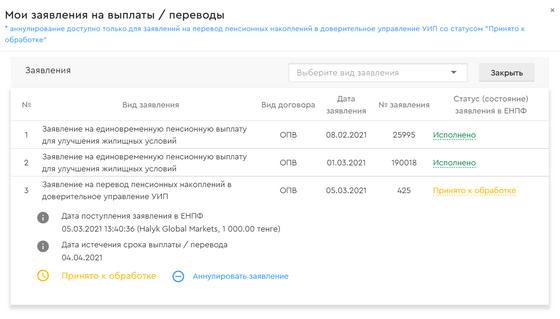 Пользователь аннулирует заявление Пользователь аннулирует заявление