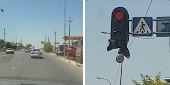 Cарыағашта ми қайнатар ыстықтан бағдаршамның балқып кеткені рас па? (видео) Cарыағашта ми қайнатар ыстықтан бағдаршамның балқып кеткені рас па? (видео)