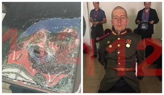 Автоматы бар сарбаз Жеңіс шеруінің алдында күзет көігінің терезесін сындырды Автоматы бар сарбаз Жеңіс шеруінің алдында күзет көігінің терезесін сындырды