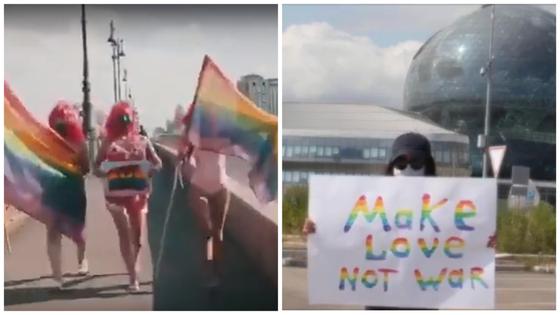 "Make Love. Not War": активисты устроили акцию в поддержку ЛГБТ-митинга в Нур-Султане "Make Love. Not War": активисты устроили акцию в поддержку ЛГБТ-митинга в Нур-Султане