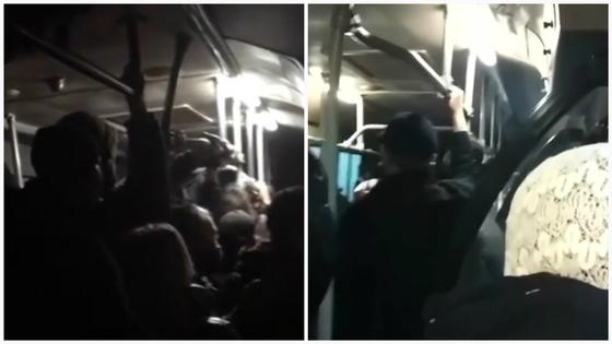 Забитые людьми рабочие автобусы сняли на видео в Шахтинске Забитые людьми рабочие автобусы сняли на видео в Шахтинске