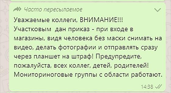 Скриншот из чата в мессенджере с фейковым предупреждением Скриншот из чата в мессенджере с фейковым предупреждением