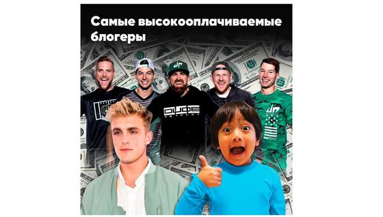 Стал известен список самых высокооплачиваемых блогеров мира Стал известен список самых высокооплачиваемых блогеров мира