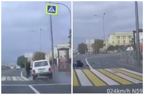 Мужчина "сбил" авто на пешеходном переходе в Санкт-Петербурге (видео) Мужчина "сбил" авто на пешеходном переходе в Санкт-Петербурге (видео)