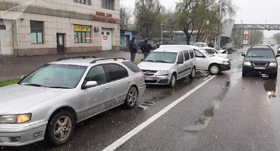 Водитель пострадал в массовой аварии: 6 машин столкнулись в карантинном Алматы (фото) Водитель пострадал в массовой аварии: 6 машин столкнулись в карантинном Алматы (фото)