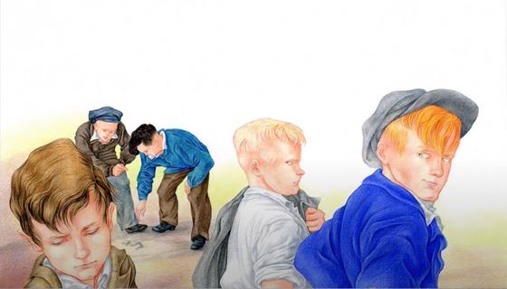 Ребята отвернулись от друга (иллюстрация к рассказу «Уроки французского») Ребята отвернулись от друга (иллюстрация к рассказу «Уроки французского»)